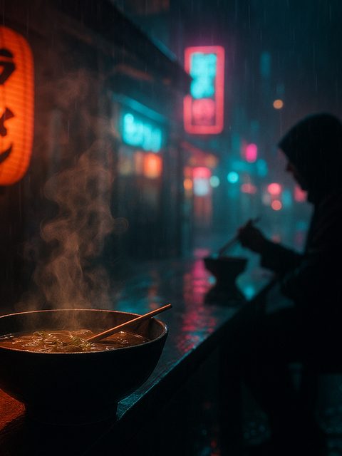 Winning neon-noir ramen stall generated by GPT-5 Image Mini